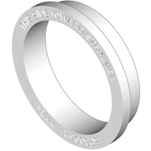 A metal washer for the Hayward Super II Pump Impeller Ring (SPX3005R) by HAYWARD, engraved with "THIS SIDE TOWARD STRAINER" and "SPO603-1 JEK.