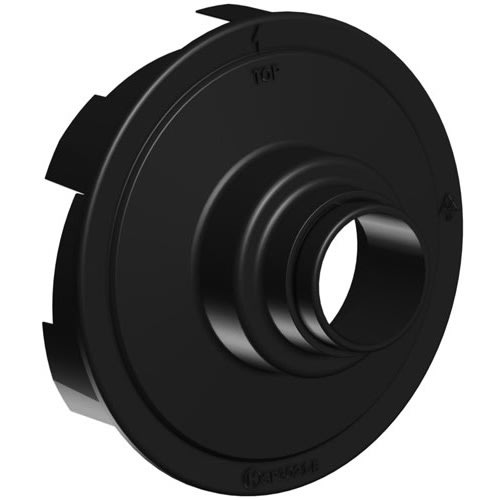 The Hayward Super II Pump Diffuser 2-1/2 x 3HP | SPX3021B is a black circular mechanical component featuring a raised central cylindrical section and evenly spaced protrusions on the edge.