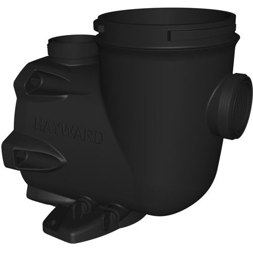 The black plastic Hayward Housing for Select TriStar & EcoStar Pumps (SPX3200A) features three openings and a branded engraving, designed for energy-efficient pool filtration. Displayed on white, its variable speed pump ensures optimal performance.