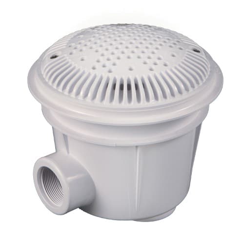 The HAYWARD 2" Anti-Vortex Main Drain with Adjustable Collar for Concrete Pools (2/Pack, WG1154AVPAK2) features a vented dome top and side outlet; VGB compliant for safe, efficient pool suction outlets.