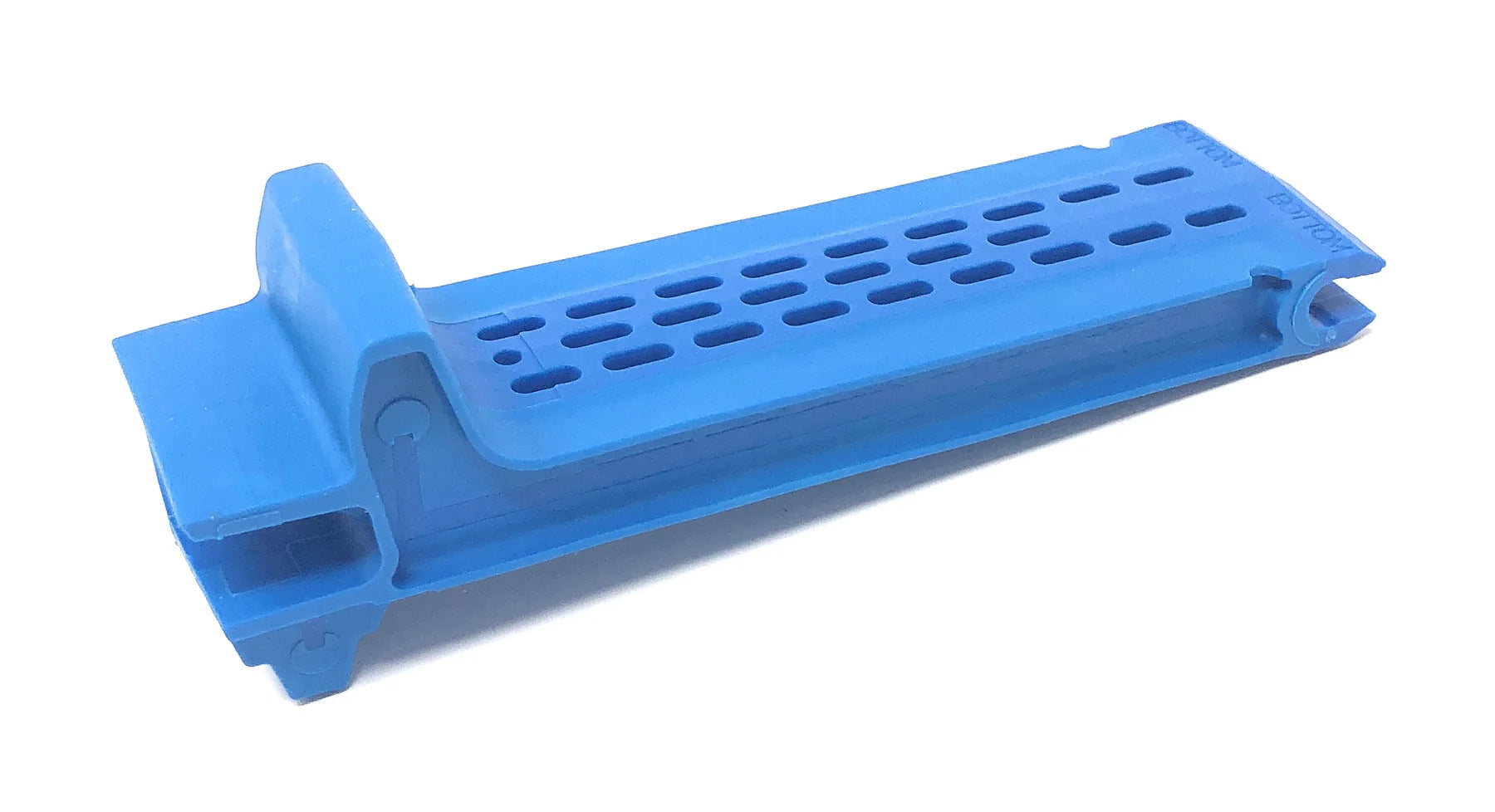 A blue plastic Pentair Kruiser Silent Flapper Kit (K12415) cartridge with ventilation holes and angled edges, designed for Kreepy Krauly Kruiser pool cleaners, shown against a white background.