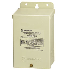 The beige Intermatic Pool/Spa Safety Transformer PX300 by Pool Goods, features a 300W, 120V capacity with circuit protection for underwater pool and spa lights.