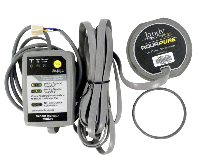 Jandy AquaPure Salt Cell Flow & Salinity Sensor (16' cable, for 3-Port Cells, R0452500) monitors Jandy AquaPure pool sanitizer systems.