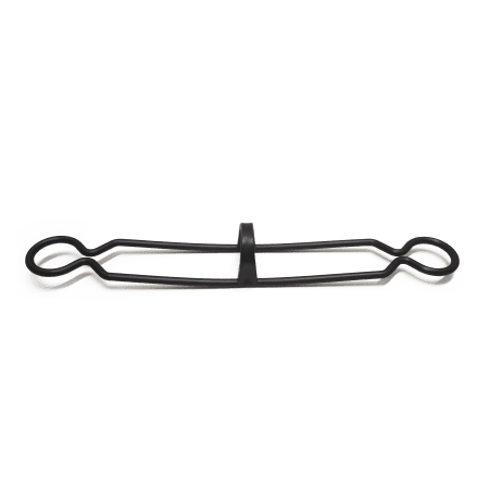 Black metal whisk with an elongated, minimalist design and looped handles at both ends, inspired by the efficiency of Maytronics Dolphin Filter Bag Clips (2/Pack | 9981430). Shown on a plain white background.