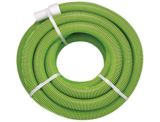 The OREQ Animal Pro MasterFlex Vac Hose 1-1/2" x 50' (VH-3250) is a coiled, green professional-grade corrugated plastic hose secured with white straps.