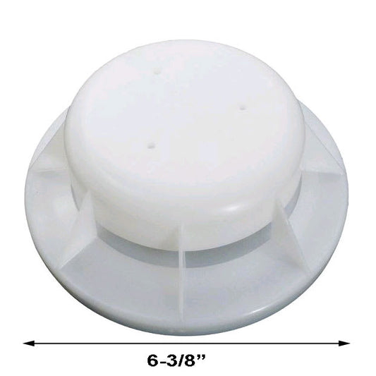 The Pentair Sta-Rite U3 Skimmer Float Valve Assembly w/ O-Ring (08650-0079) is a 6-3/8" diameter white plastic part with vertical supports, designed to protect your pump when used with a skimmer.