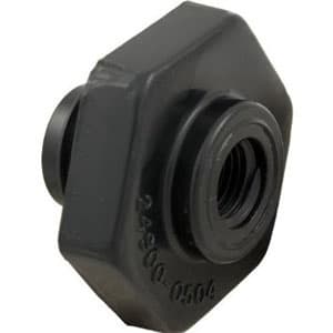 A black, hexagonal plastic Pentair Sta-Rite System 3 Adapter Bushing (24900-0504) with a threaded center and visible number markings on one side.