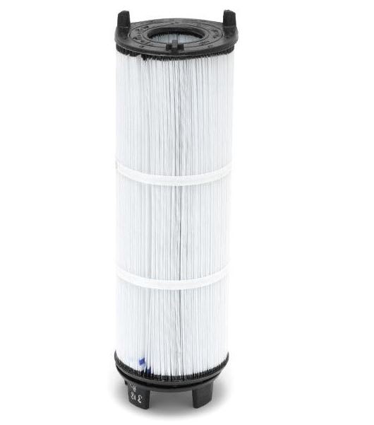 The Pentair Sta-Rite System 3 Filter Cartridge (136 sf | 25021-0223S) is a white vertical cylindrical air filter with black end caps and a pleated paper structure, providing ultra-capacity filtration ideal for pool owners.