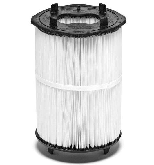 The Pentair Sta-Rite PLM100 Replacement Cartridge, model 27002-0100S, features a pleated cylindrical design with black plastic ends and a central opening for maintenance-free operation, standing upright.