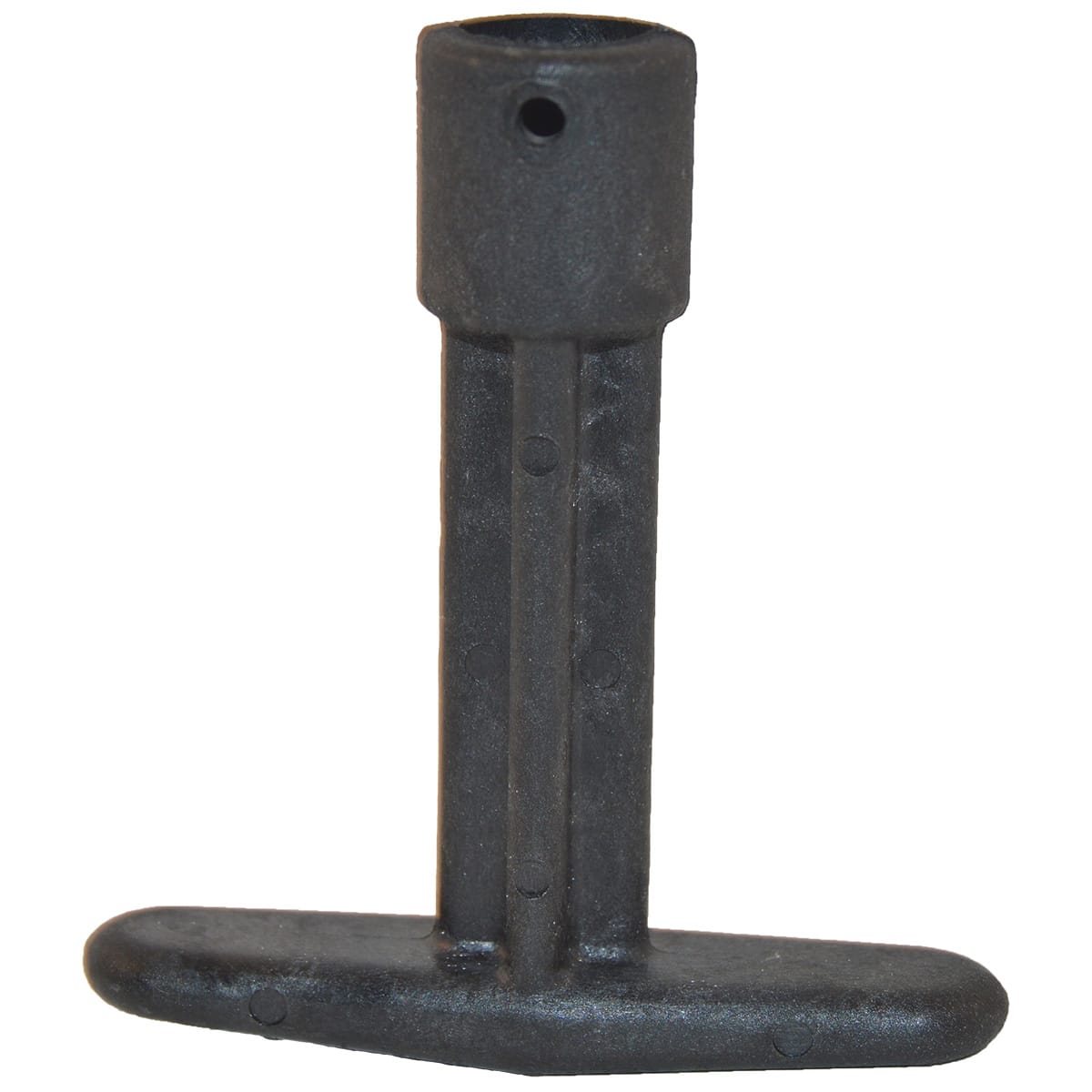 Close-up of a Pentair Slide Valve Tee Handle (273089) featuring a black T-shaped design with a cylindrical top section and horizontal grip at the bottom.