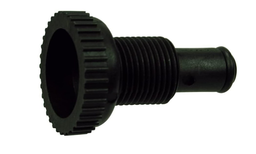 Pentair Triton Air Bleeder w/ O-Ring (273512) by Pentair, shown on a white background. Features a black plastic threaded connector and ridged circular edge.