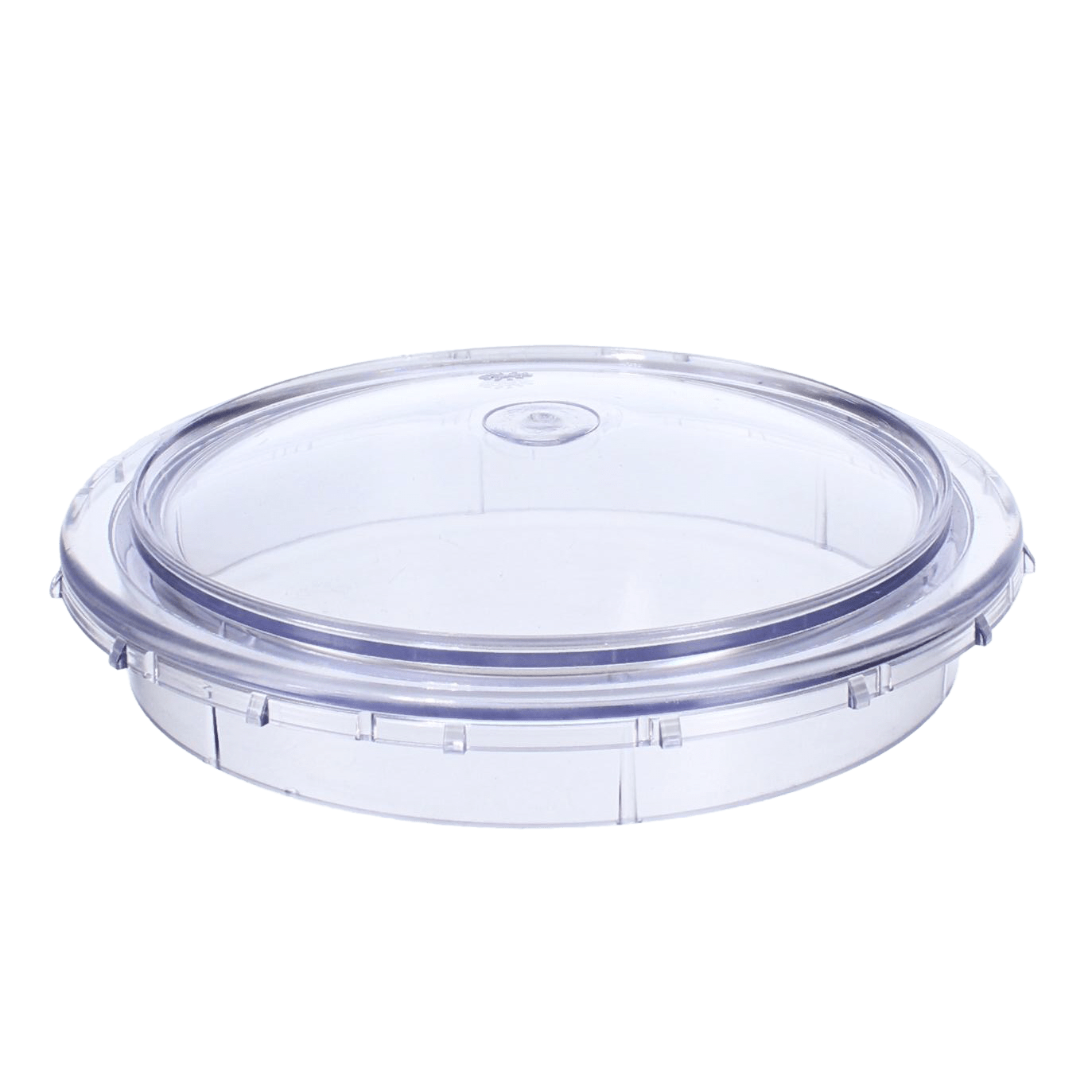 The Pentair SuperFlo Pump Lid is a clear, circular plastic cover featuring an indented center.