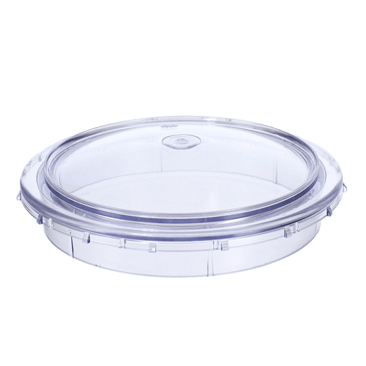 The Pentair SuperFlo Pump Lid is a clear, circular plastic cover featuring an indented center.