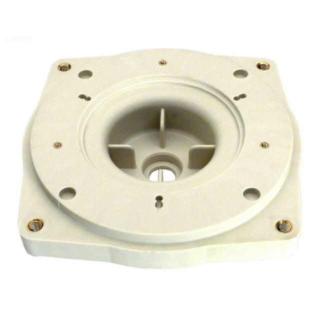 An almond, square Pentair mounting bracket for the Pinnacle/SuperFlo Pump, featuring a circular opening and four corner screw holes.