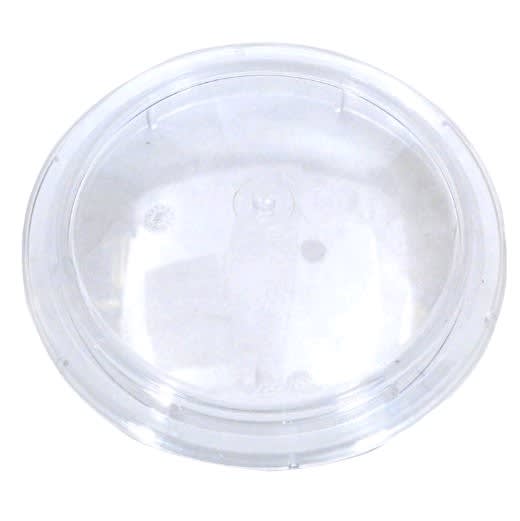 The Pentair OptiFlo Lid (357227) by Pentair is a clear, round plastic lid with a slightly raised rim, shown on a white background.