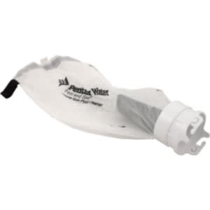White Pentair Legend Fine Mesh Debris Bag w/ Snaplock | 360002, featuring black text and a connector fitting, designed as a replacement for Kreepy Krauly pool cleaners.