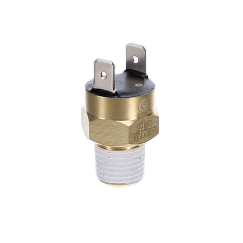 The Pentair MasterTemp Pool Heater Automatic Gas Shutoff Switch (42002-0025S) is a metal and plastic temperature sensor with two flat terminals and a threaded base, designed for automatic gas shut-off in Pentair pool heaters.