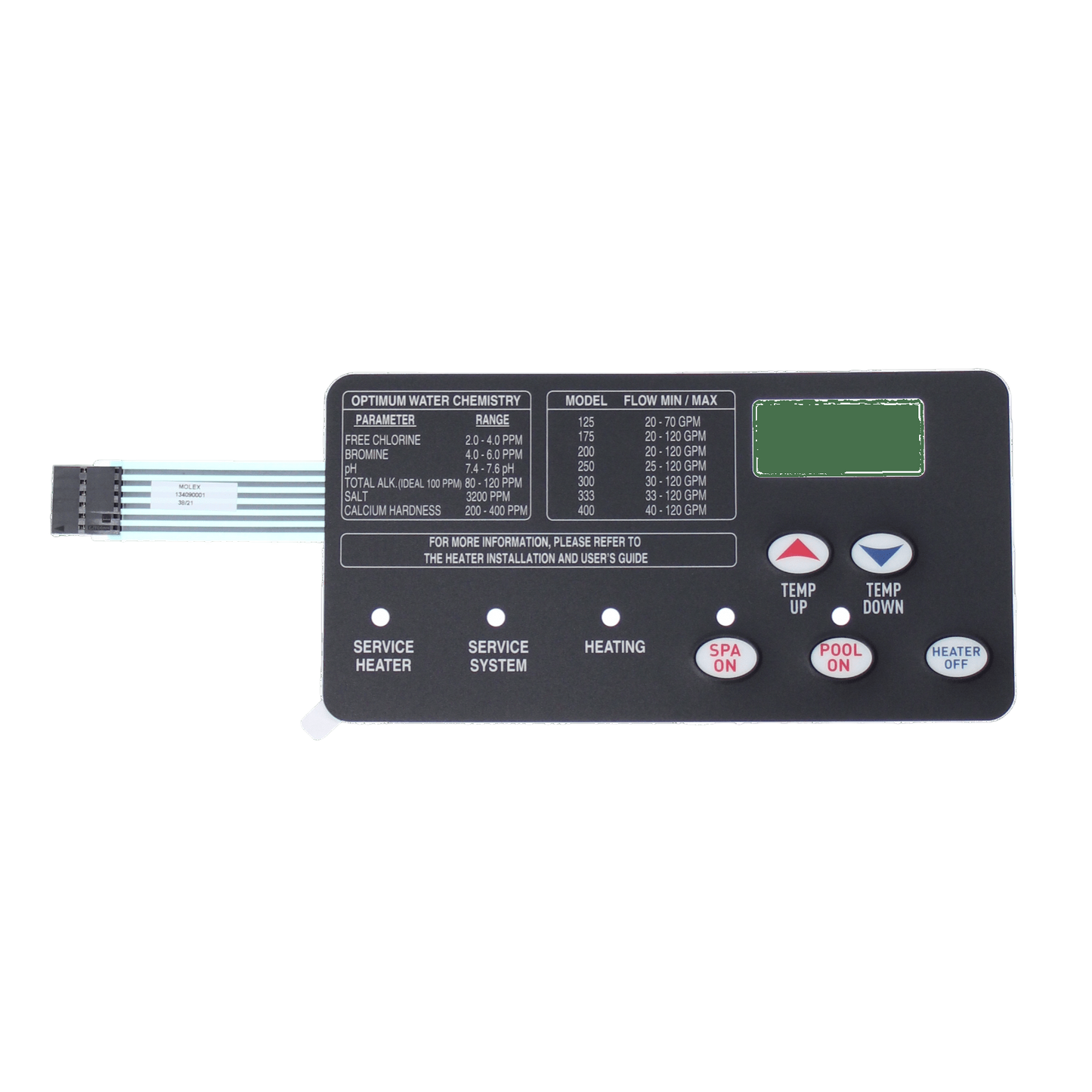 Pentair MasterTemp Heater 5 Button Membrane Keypad | 472610Z