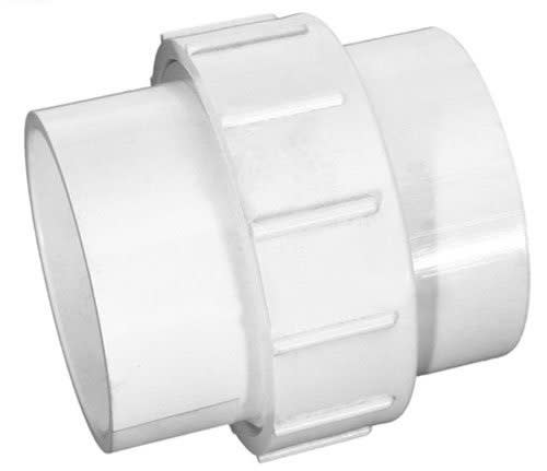 Pentair ThermalFlo/UltraTemp 2" x 2" Union w/ O-Ring (473381) is a PVC fitting with a ribbed center, designed to connect two sections of pipe in plumbing applications.