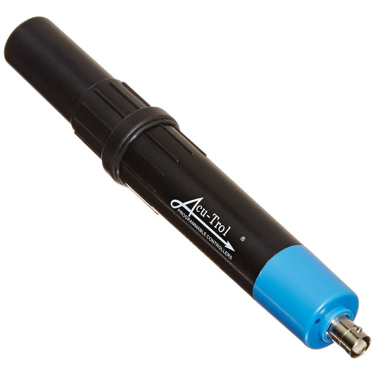 A black and blue Pentair Blue pH Sensor (744000260) with a cylindrical shape and a metal connector at one end.