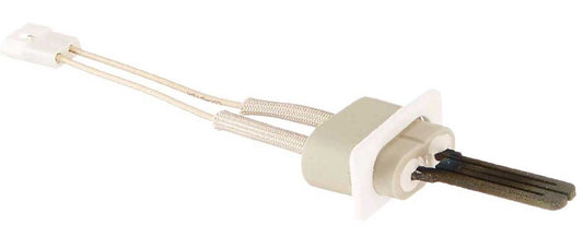 A close-up of the Pentair Sta-Rite MasterTemp & Max-E-Therm Igniter w/ Gasket Kit (77707-0054), showing two wires, a white plug, and ceramic base—compatible with Pentair pool heaters.