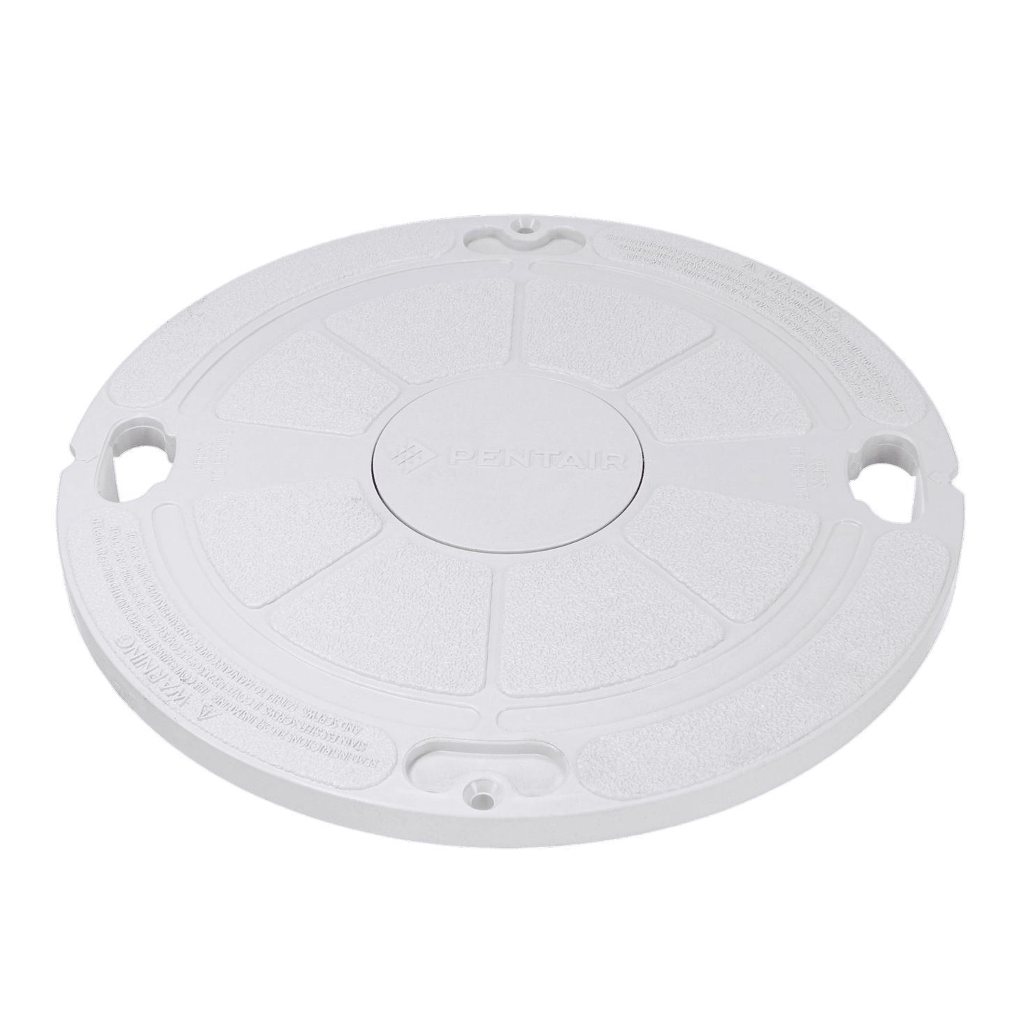 White plastic circular skimmer lid with a textured surface and "Pentair" branding in the center, referred to as the Pentair Admiral Skimmer Lid White | 85007400Z.