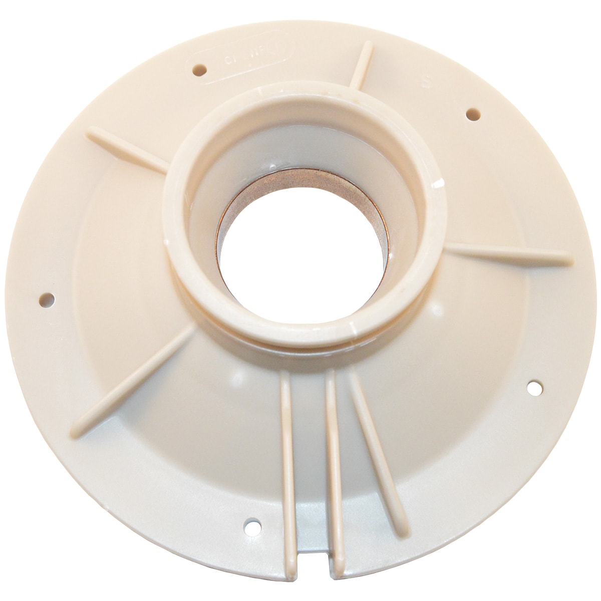 The Pentair 1/2 to 1-1/2HP Max-E-Pro Pump Diffuser (C1-271P1) is a beige, circular plastic component with a central hole, support ribs, and smaller holes around the outer edge.