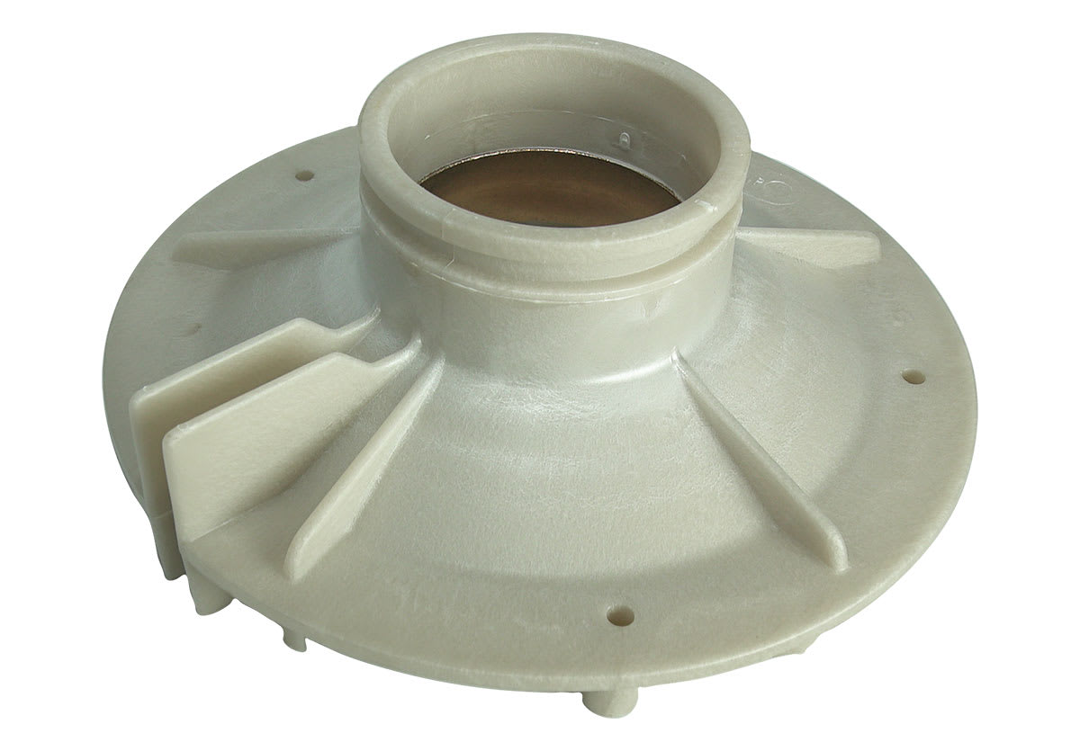 The Pentair Max-E-Pro Pump Diffuser (C1-271P) by Pentair features a plastic impeller with a circular center and several fins, showcased on a white background.