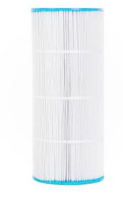 Pentair Filter Cartridge Replacement 100 sf (R173215) features a cylindrical design with pleated texture, white body, and blue ends.