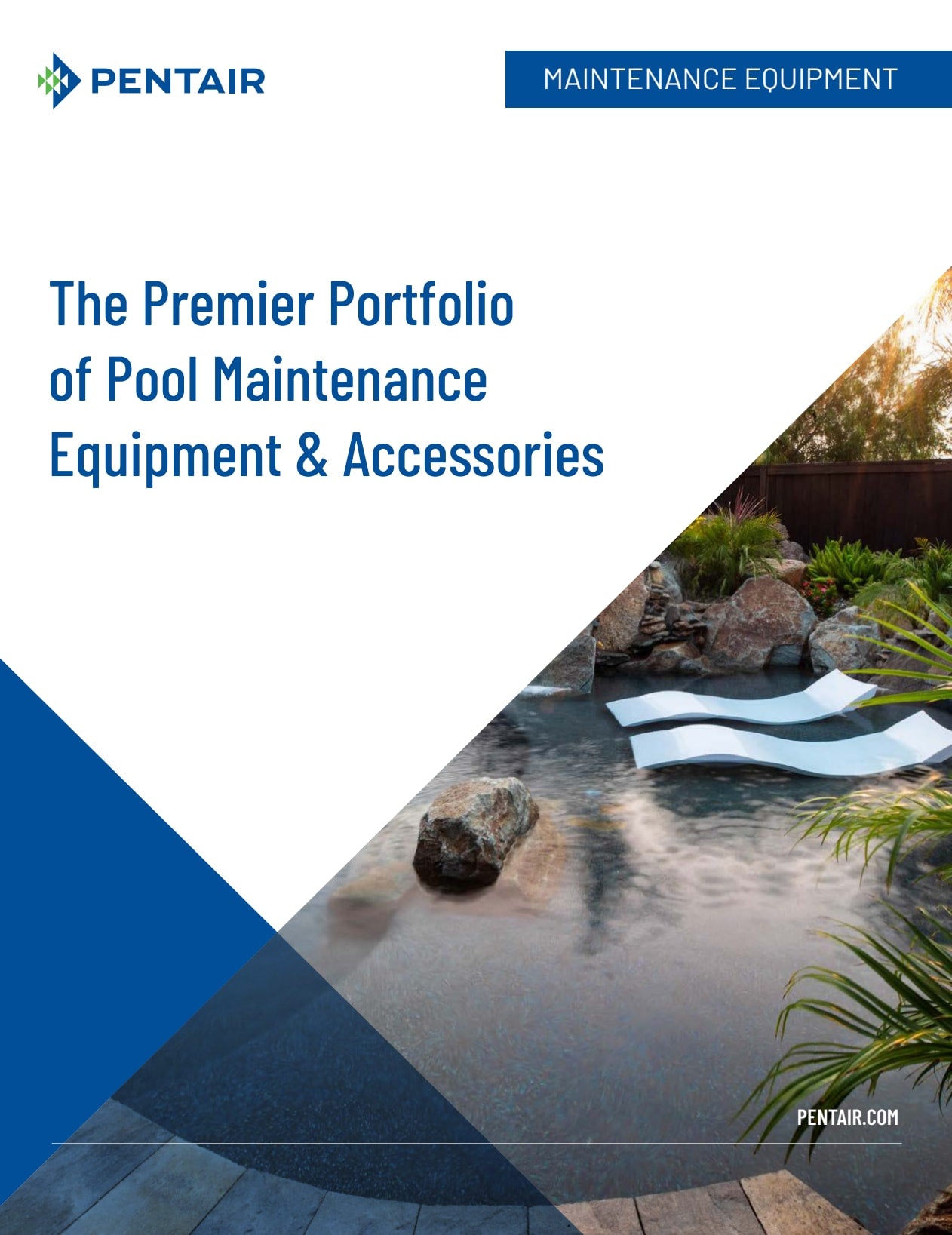 Pentair promotional cover showcasing a sleek swimming pool scene, highlighting the Pentair EZ-Lock Cam for Aluminum Poles (R191296)—the ideal accessory for effortless pool maintenance and pristine water.