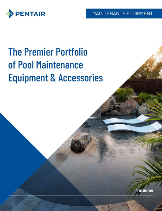 Pentair promotional cover showcasing a sleek swimming pool scene, highlighting the Pentair EZ-Lock Cam for Aluminum Poles (R191296)—the ideal accessory for effortless pool maintenance and pristine water.