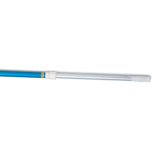The Pentair 806 Rainbow E-Z Lock Telescopic Pole (R191306) features a blue and silver 2-piece cam design with a white plastic handle and connector.