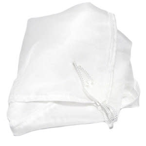 A neatly folded white handkerchief with a stitched edge and a small hanging loop, echoing the organized efficiency of the Pentair High Capacity 3' Leaf Eater Bag (R211432) by Pentair.