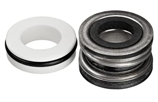 The Pentair MasterTemp & Sta-Rite Max-E-Therm Heater Shaft Seal | U109-93SS features a white ceramic ring with a black O-ring and a metal component with a rubber surface.