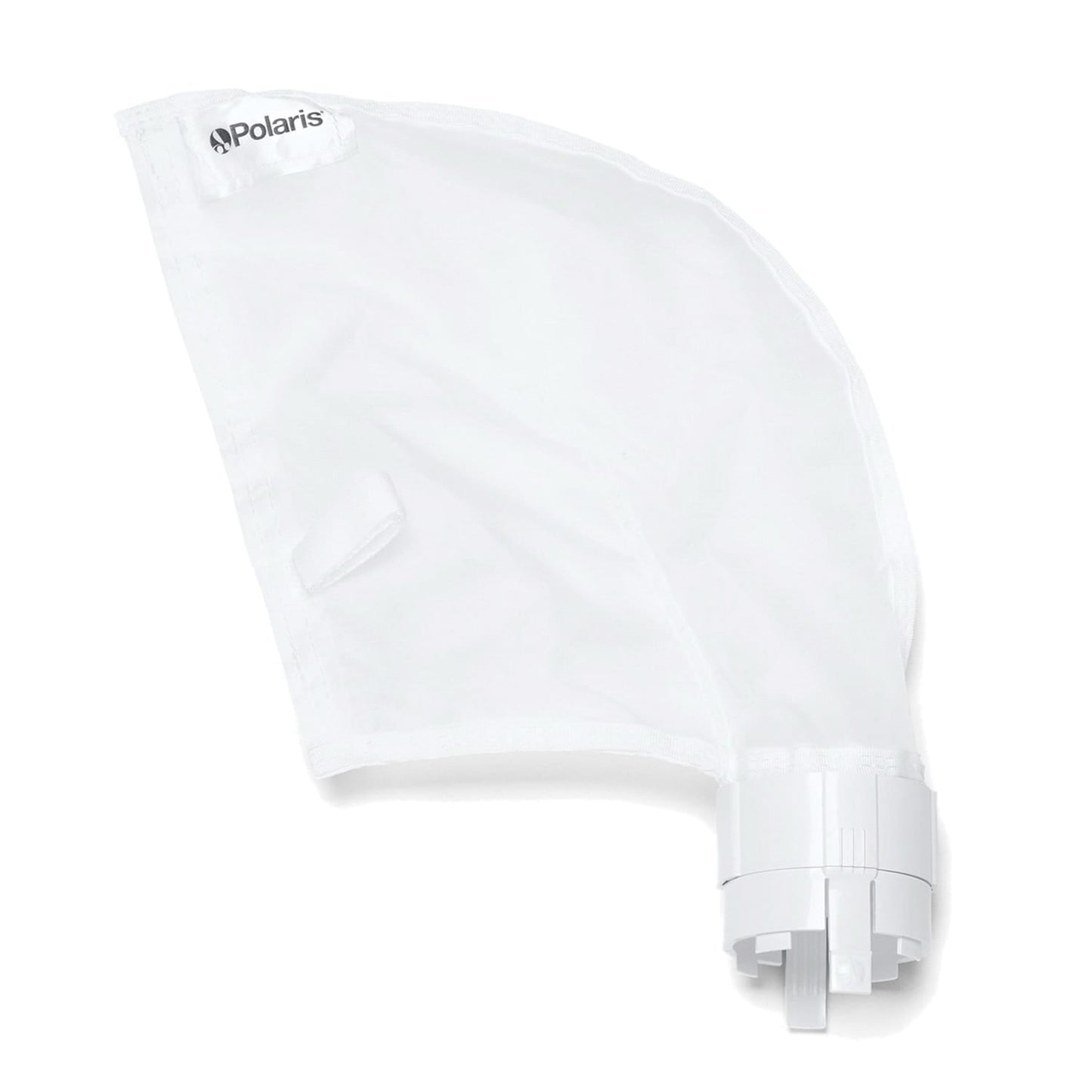 The Polaris 380/360 Sand/Silt Debris Bag (9-100-1015) by Polaris is a white mesh replacement bag with a plastic collar, designed for the Polaris 360/380 pool cleaners to collect fine debris.