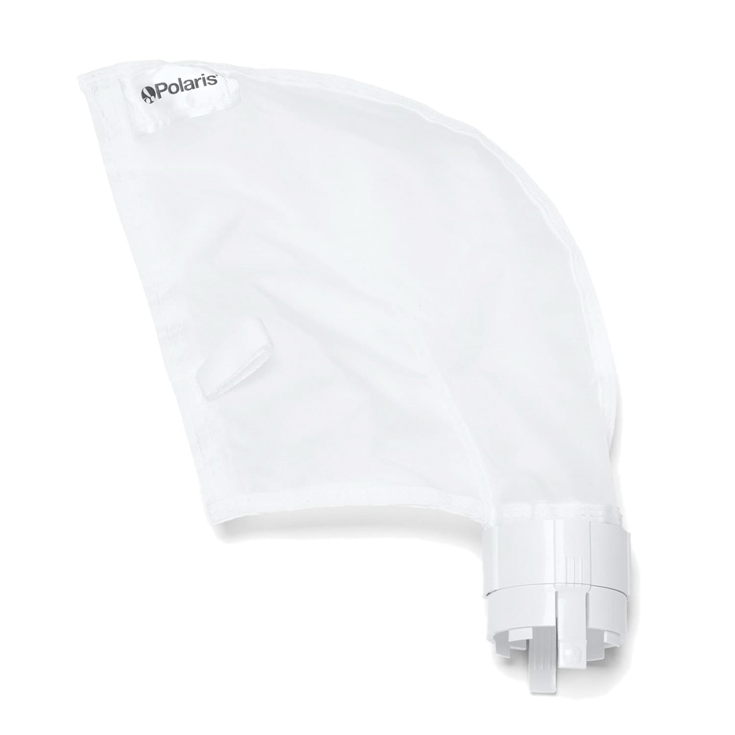 The Polaris 380/360 Sand/Silt Debris Bag (9-100-1015) by Polaris is a white mesh replacement bag with a plastic collar, designed for the Polaris 360/380 pool cleaners to collect fine debris.