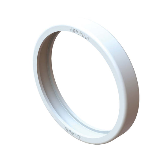 A white, circular plastic Polaris 380/360/280/180 Maxtrax Tire (C10), with smooth edges, shown on a plain white background as a replacement part for Polaris pool cleaners.