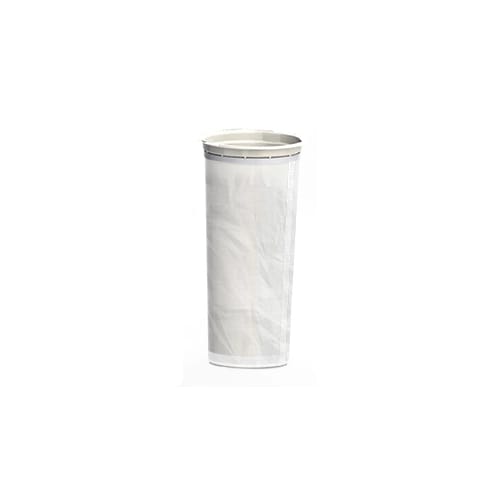 The Paramount Debris Canister Fine Mesh Bag (004152451700) by Paramount is a white cylindrical 600 micron bag with a reinforced rim, shown standing upright against a plain white background.