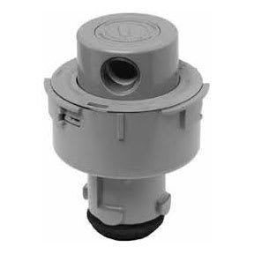 The Paramount PV3 Ribbed Body Automatic In-Floor Cleaning System, Light Gray (004-627-4760-08) by Paramount features a circular top, side opening, and rubber seal—perfect for pool cleaning or circulation. Shown on a white background.