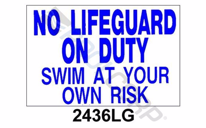 Pool Style 36" x 24" Horizontal NO Lifeguard ON Duty Sign | 2436LG