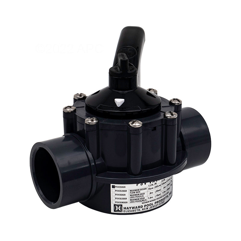 2 PORT PVC DIVERTER VALVE 1.5" SKT 2" SPG DARK GRAY