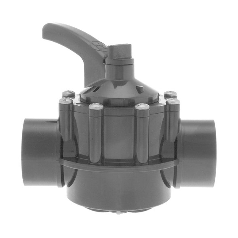 3 PORT PVC DIVERTER VALVE 2" SKT 2.5" SPG DARK GRAY