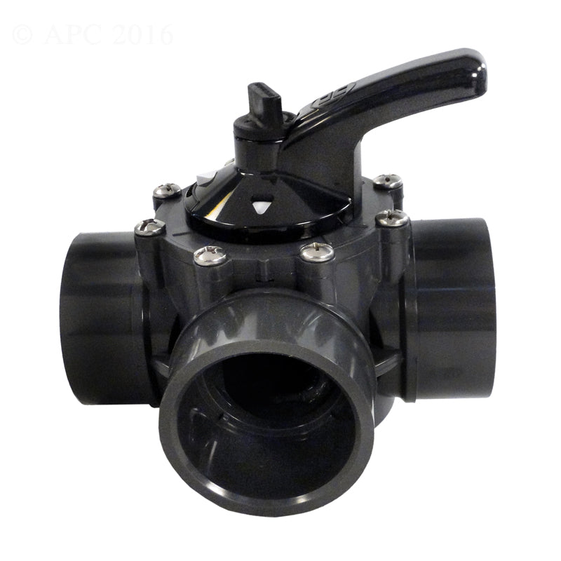 3 PORT PVC DIVERTER VALVE 1.5" SKT 2" SPG DARK GRAY