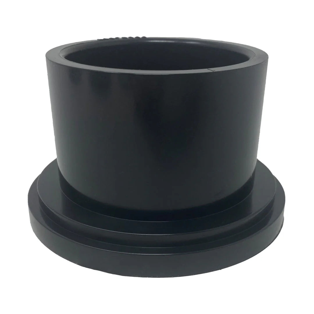 The Jandy 2" x 2-1/2" Tail Piece, O-Ring & Coupling Nut (R0446101) features a black cylindrical design with a flat base, echoing the sleek aesthetics of the Stealth Series.
