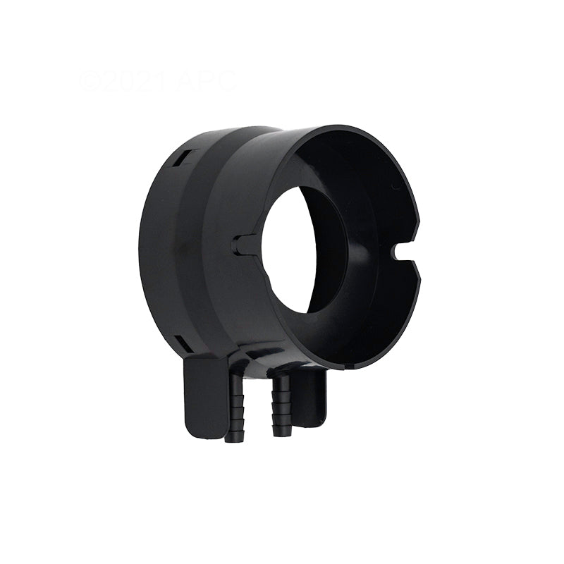 The Jandy JXi 400 Pool Heater Fuel Orifice Kit (R0591604) is a black cylindrical plastic component with an open side and two ridged connectors on the bottom, shown against a white background. Brand: Jandy.