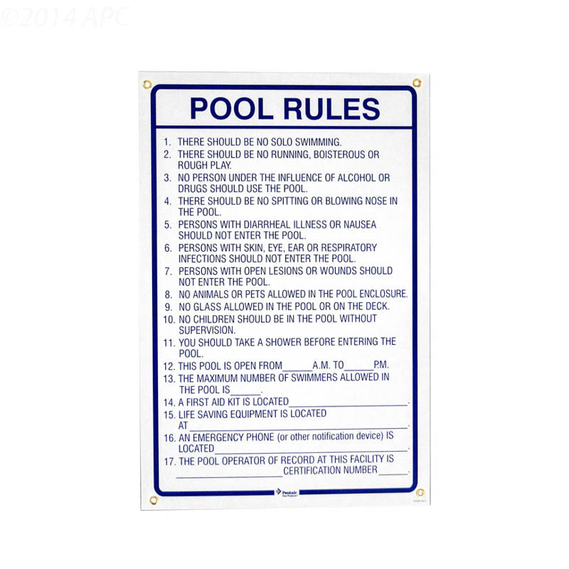 POOL RULES(SC) SIGN