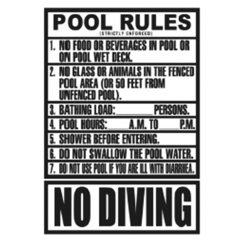 POOL RULES SIGN (FLORIDA)