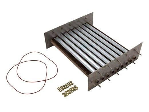 Raypak 266/267 Heat Exchanger Tube Bundle Cupro Nickel Kit (014931F) by Raypak features six parallel tubes, end connectors, a wire coil, and metal washers.
