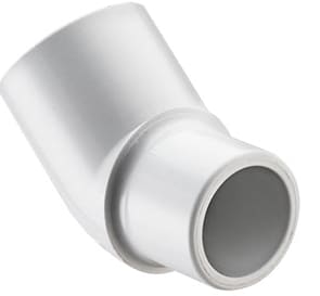 The Spears Sch. 40 PVC 45 Degree Street Elbow from PVCFittings, model 427-020, features a 2" spigot x socket connection in white, perfect for durable plumbing.