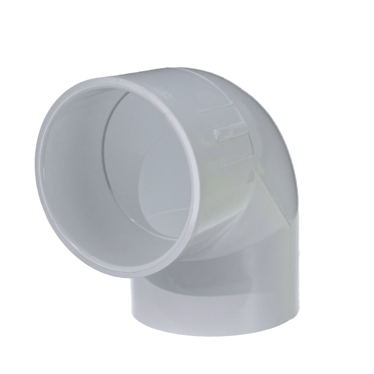 The PVCFittings Sch. 40 PVC Elbow 3 in. Slip | 406-030 is a Schedule 40 white PVC street elbow pipe fitting designed to connect two pipes at a right angle with a 2" socket.
